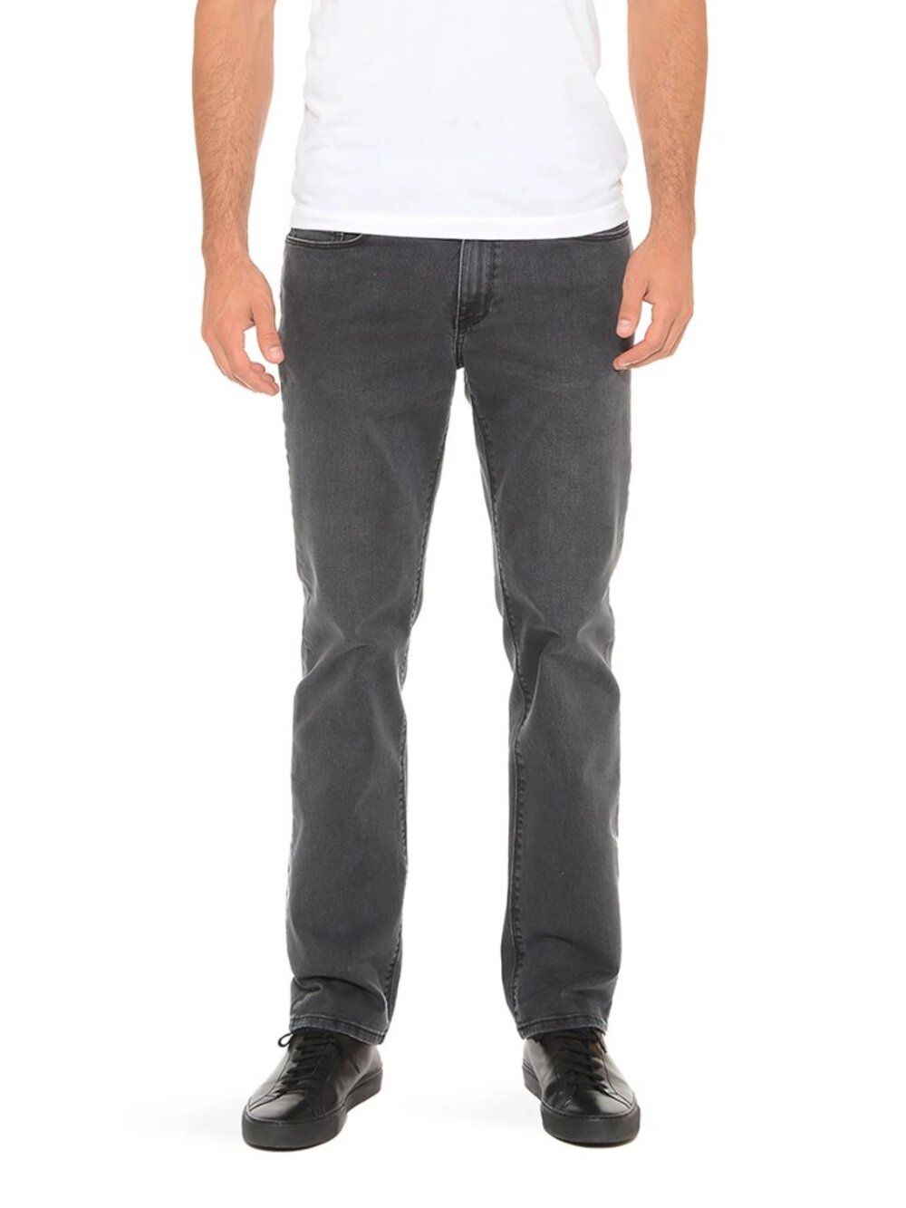 MOTT & BOX Straight Stone Jeans 5-Pocket Relaxed Mid-rise in Med/Dark Gray